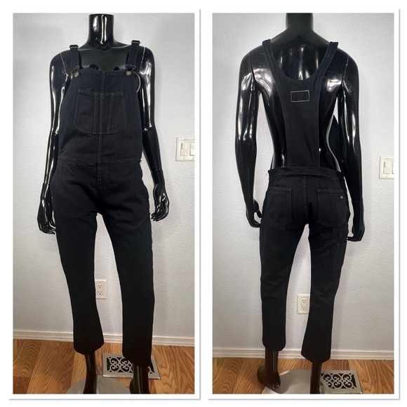 RAG & BONE /JEAN DENIM OVERALLS COAL BLACK Sz S 100% Cotton - Picture 2 of 6